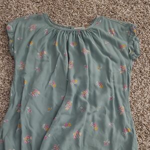 Sage Green Floral Cap Sleeve Blouse